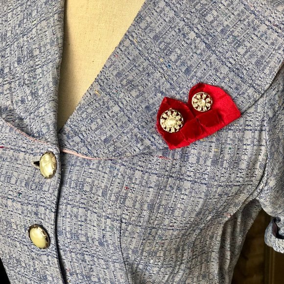 Vintage 1970s Handmade Belted Pink & Blue Pocket Dress - Picture 2 of 8